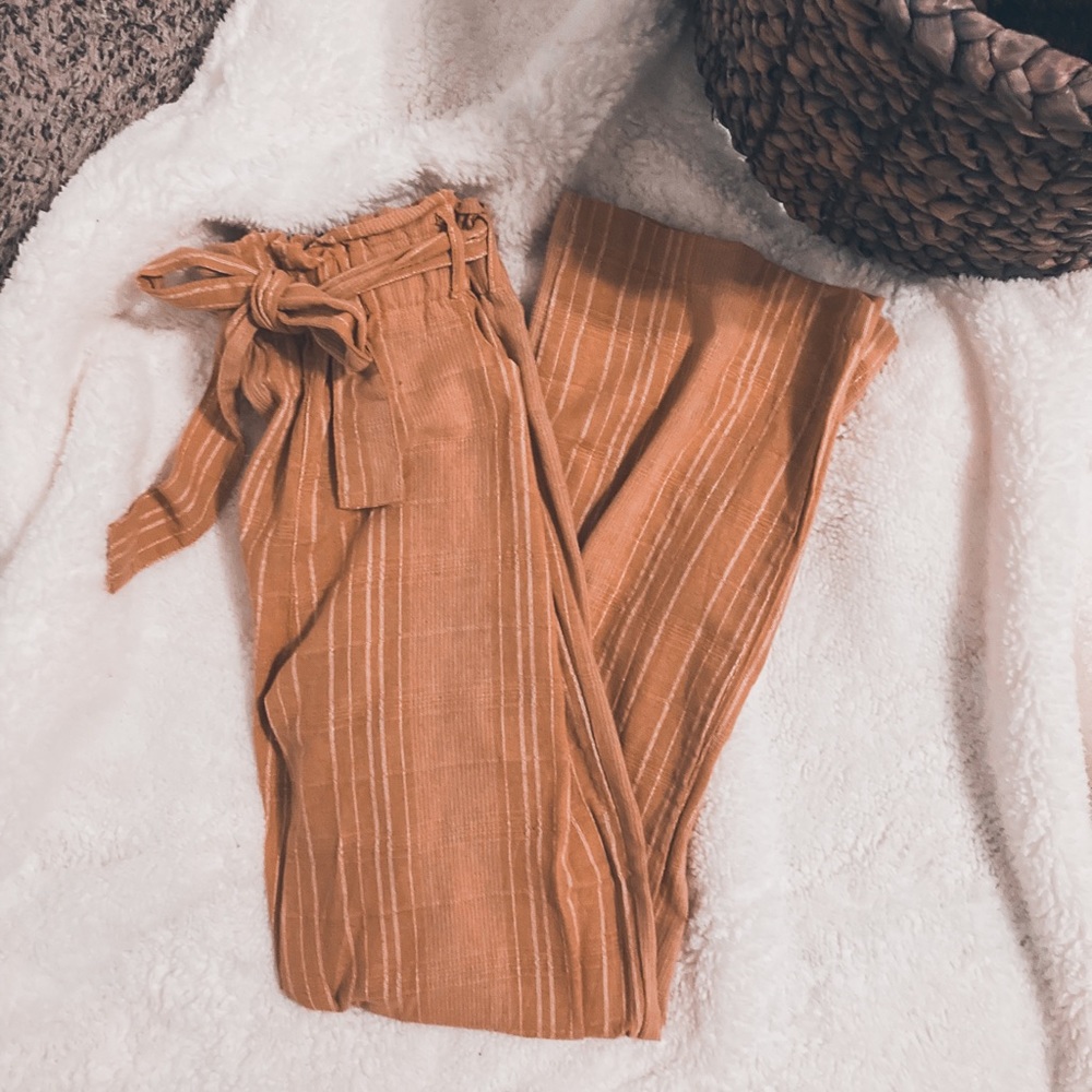 Belted Yellow Striped Pants